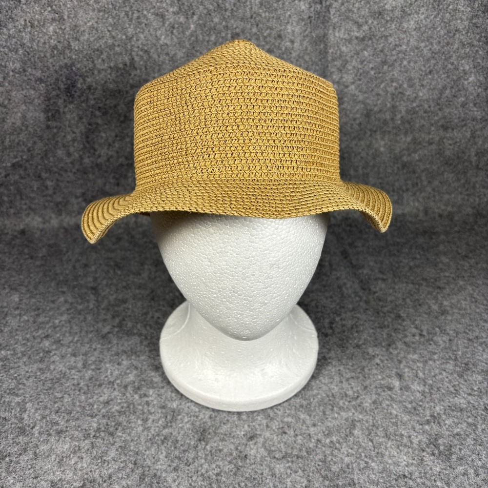 Tan Woven Straw Bucket Hat Summer Sun Beach Travel Accessory Women One Size OS